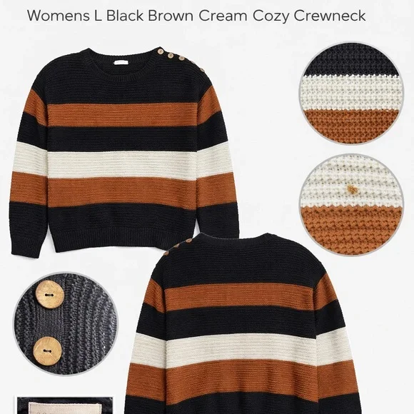 Sophie Rue Striped Sweater - Black, Orange, Cream - Picture 2 of 3